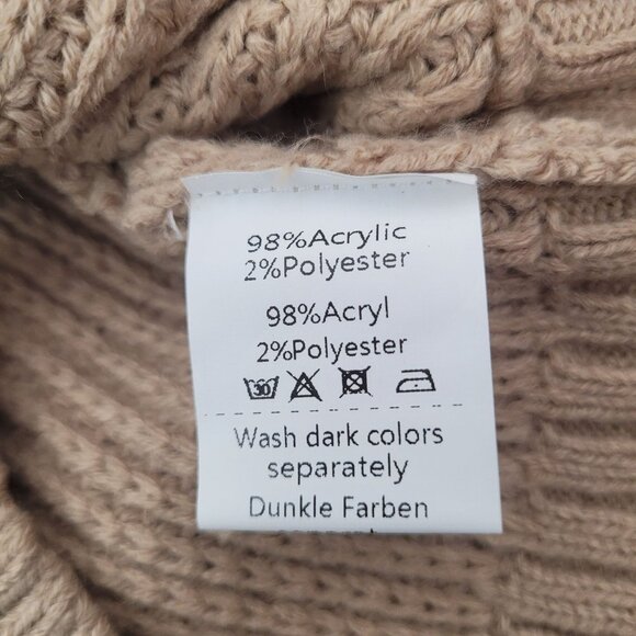 Kate Kasin Women's Long Sleeves Beige Knit Button-Up Pullover Cardigan X-Large - Picture 7 of 9